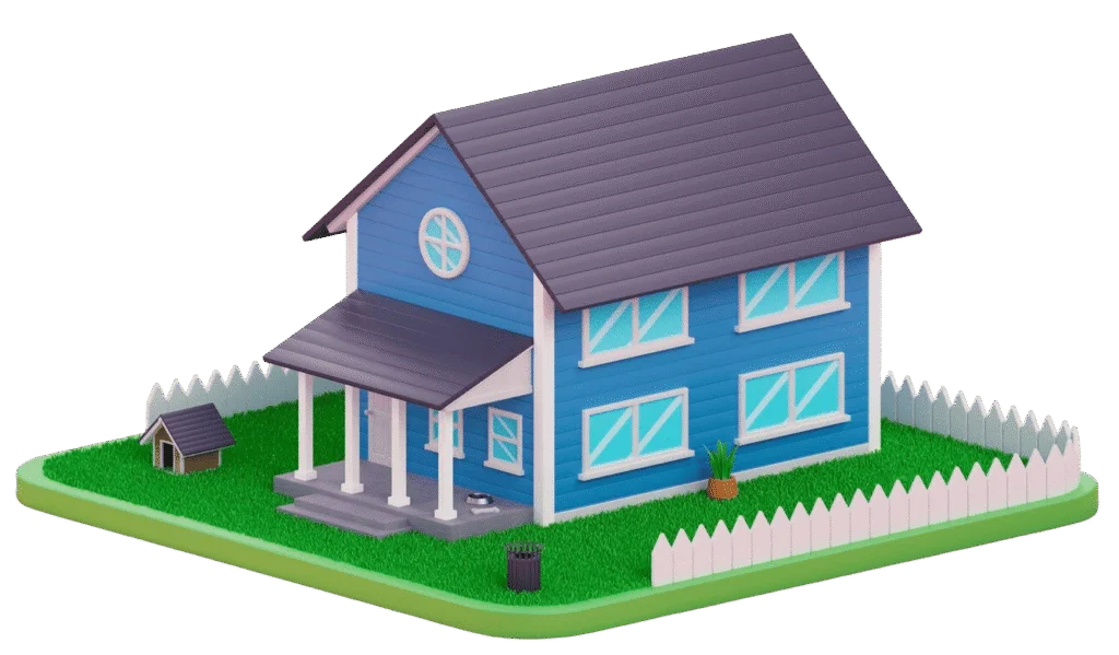 vista 3d da casa com espaco de copia