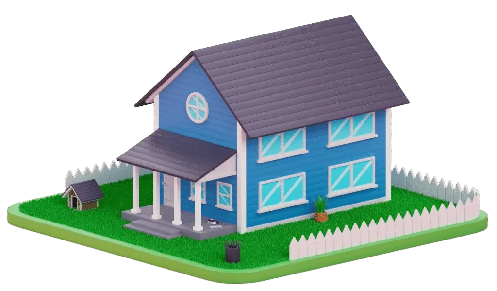 vista 3d da casa com espaco de copia